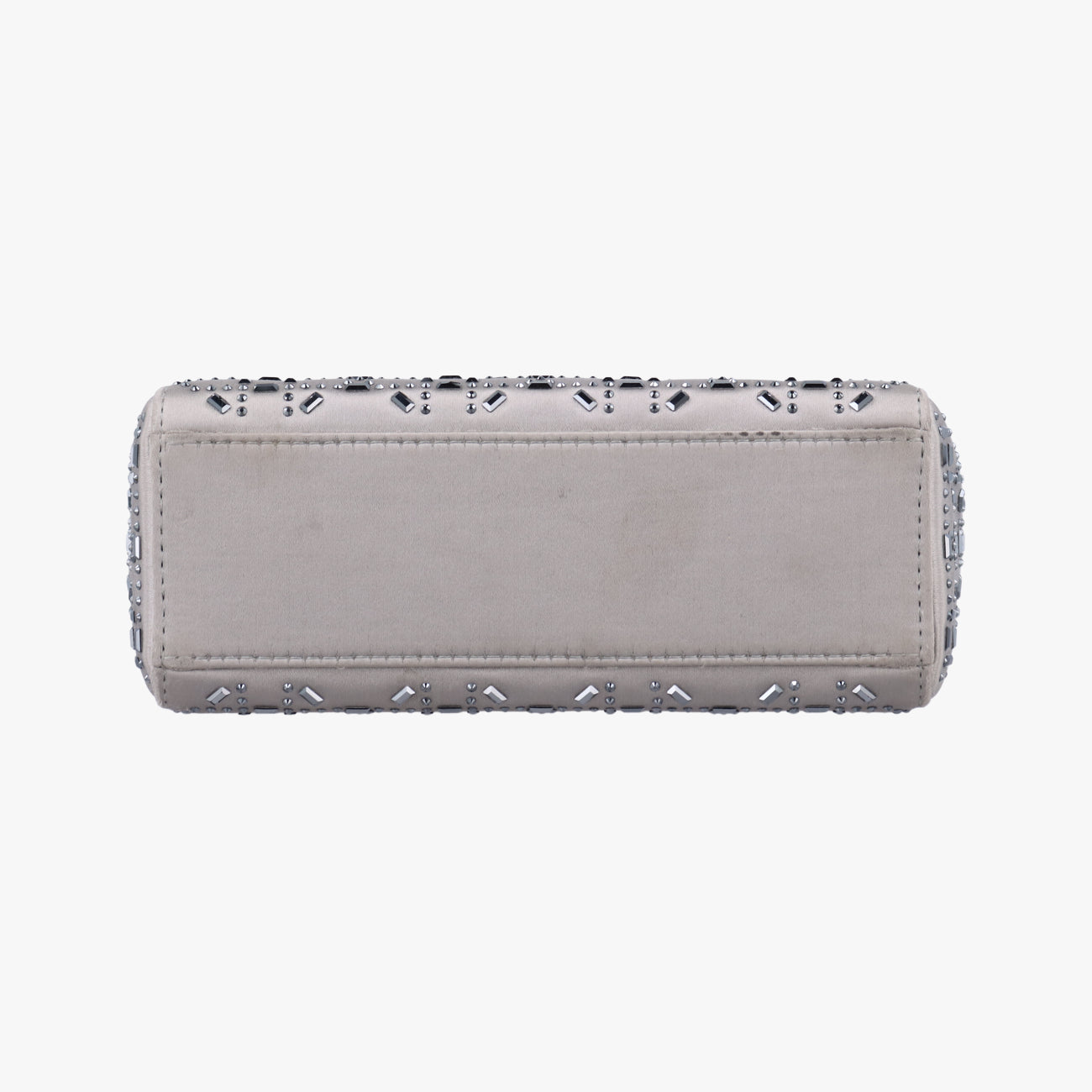 Satin Crystal Cannage Mini Lady DiorSilversatin11-MA-0179サテンクリスタル カナージュ ミニ レディ ディオールシルバーサテン11-MA-0179