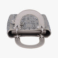 Satin Crystal Cannage Mini Lady DiorSilversatin11-MA-0179サテンクリスタル カナージュ ミニ レディ ディオールシルバーサテン11-MA-0179