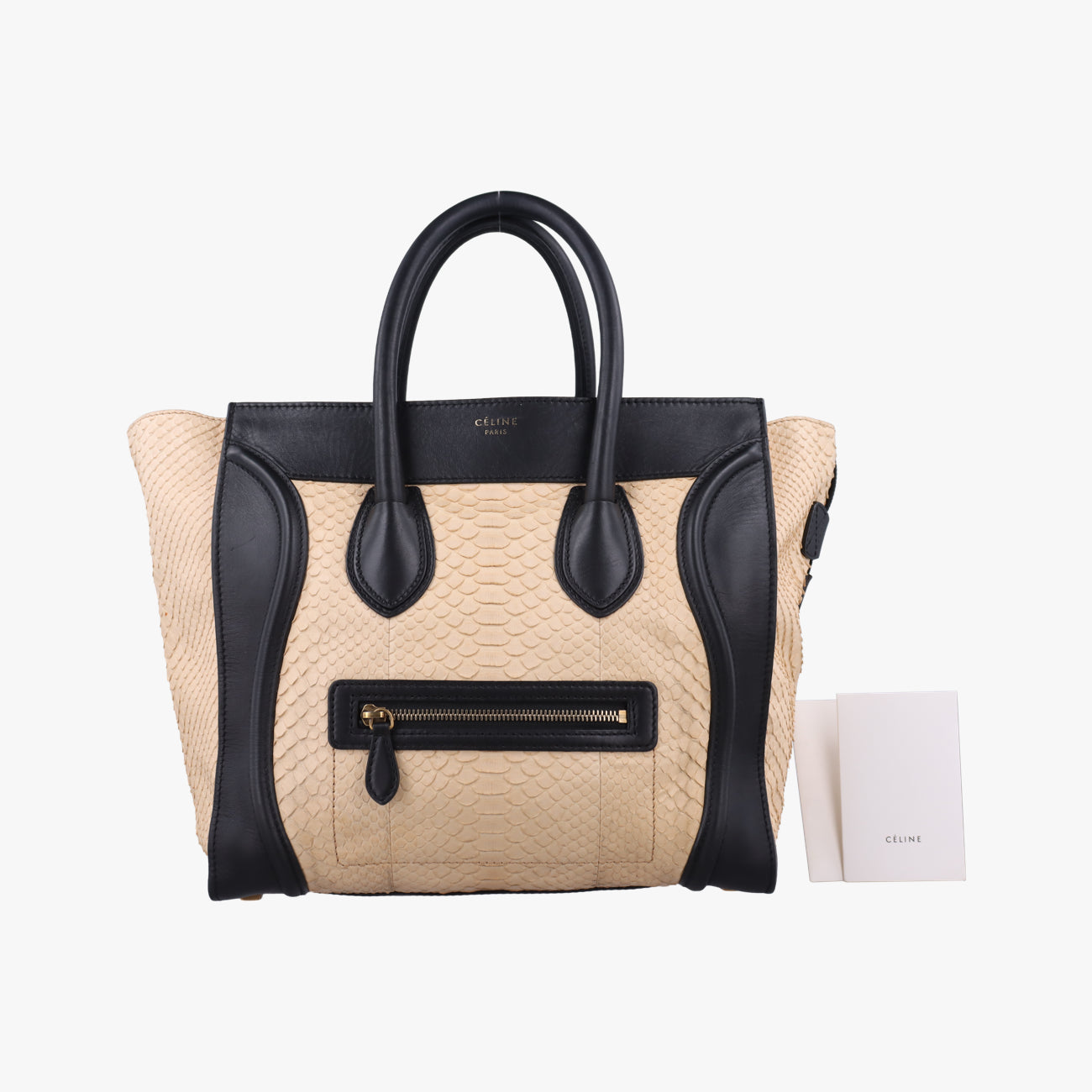 Luggage Mini ShopperBlack×BeigeLeather x snakeskinS-GA-1101ラゲージミニショッパーブラック×ベージュレザー×ヘビ革S-GA-1101