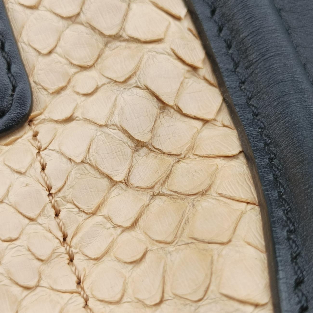 Luggage Mini ShopperBlack×BeigeLeather x snakeskinS-GA-1101ラゲージミニショッパーブラック×ベージュレザー×ヘビ革S-GA-1101