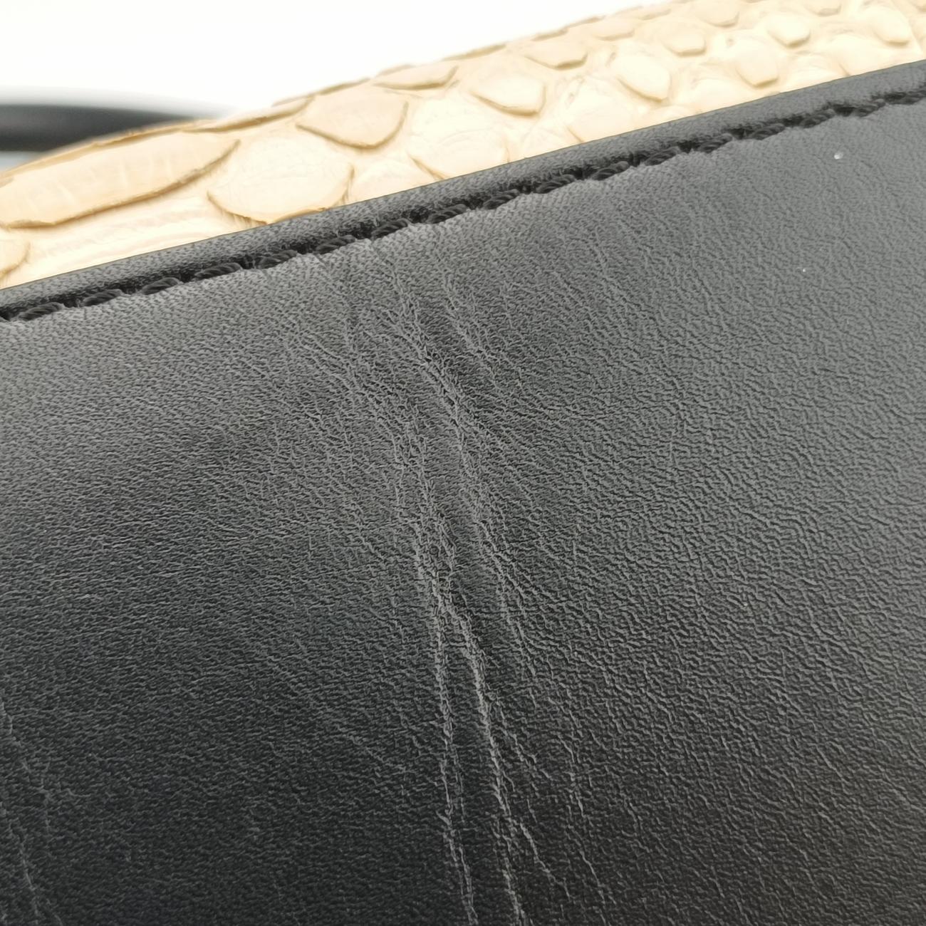 Luggage Mini ShopperBlack×BeigeLeather x snakeskinS-GA-1101ラゲージミニショッパーブラック×ベージュレザー×ヘビ革S-GA-1101