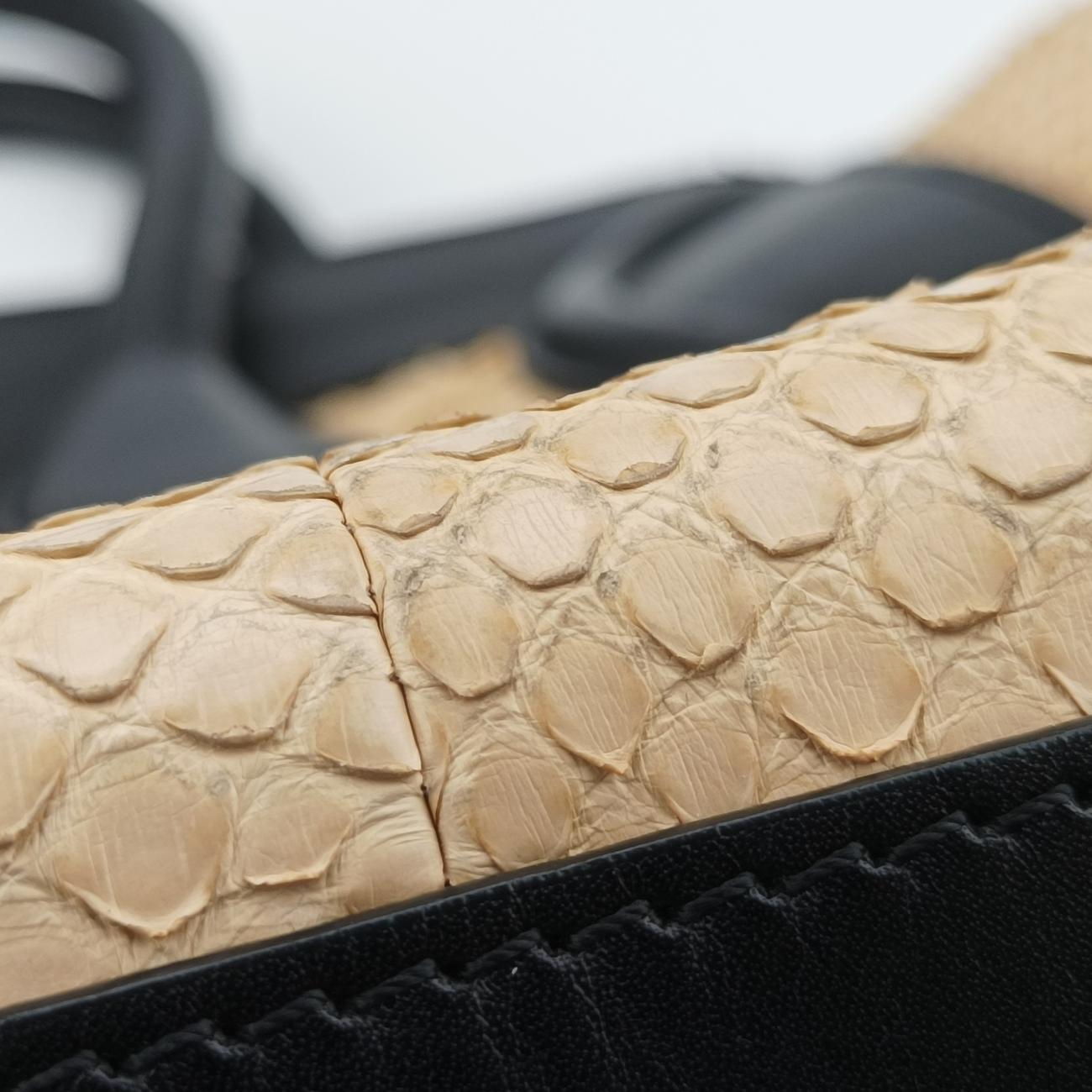 Luggage Mini ShopperBlack×BeigeLeather x snakeskinS-GA-1101ラゲージミニショッパーブラック×ベージュレザー×ヘビ革S-GA-1101
