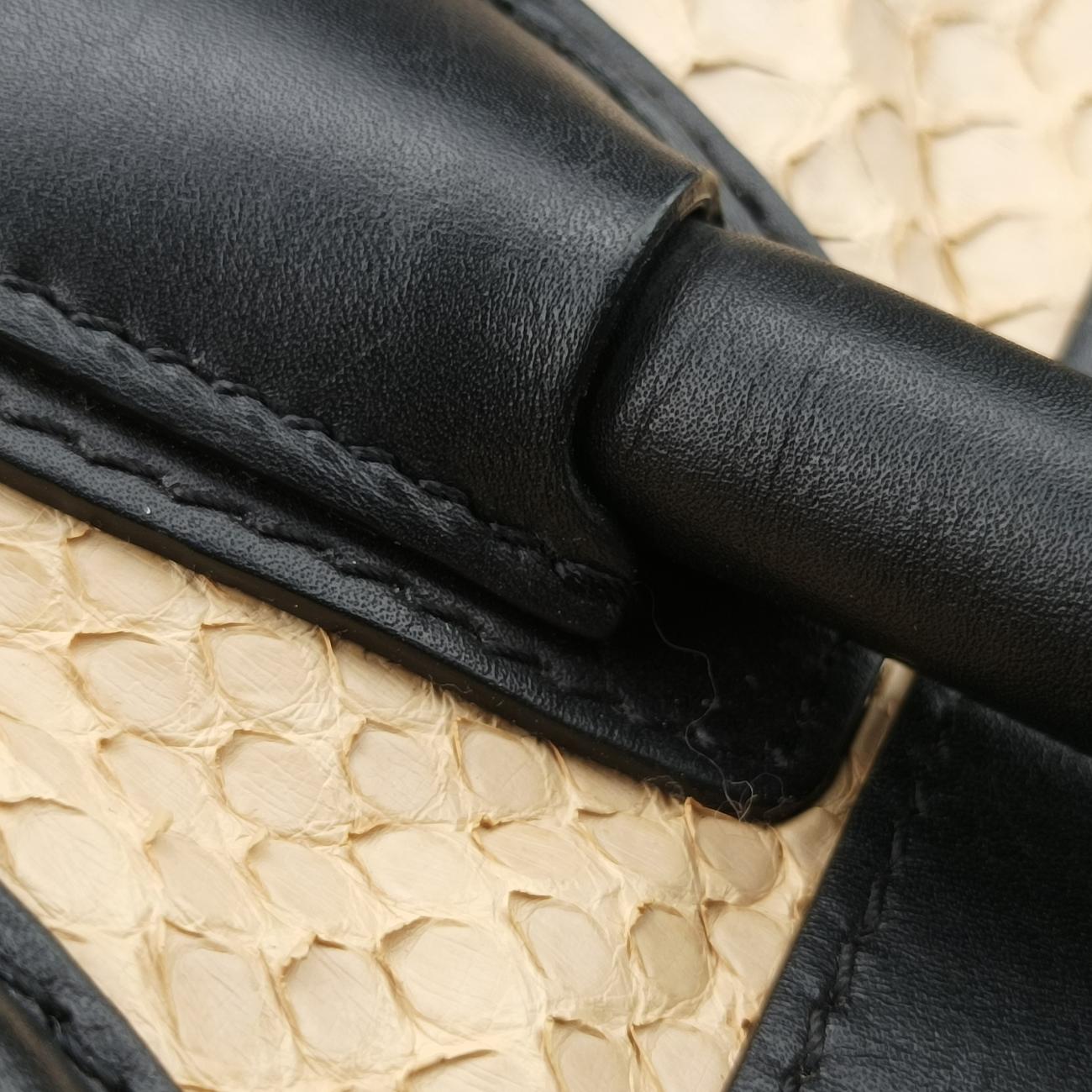 Luggage Mini ShopperBlack×BeigeLeather x snakeskinS-GA-1101ラゲージミニショッパーブラック×ベージュレザー×ヘビ革S-GA-1101