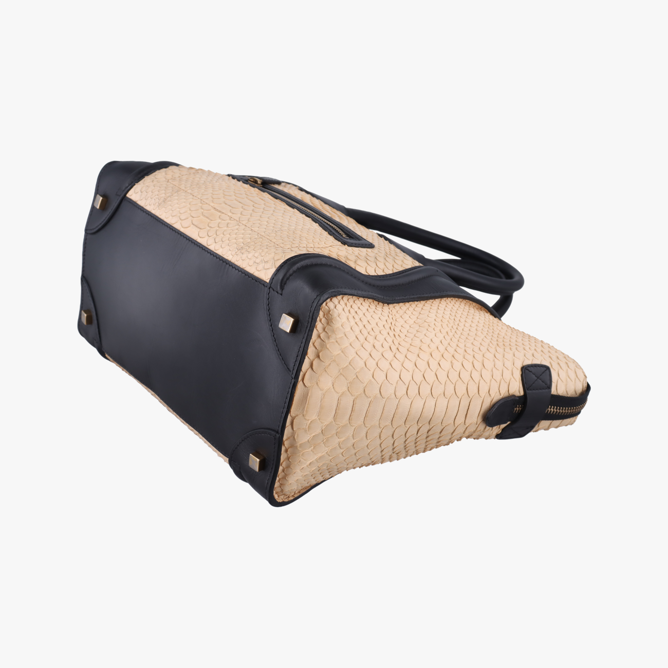 Luggage Mini ShopperBlack×BeigeLeather x snakeskinS-GA-1101ラゲージミニショッパーブラック×ベージュレザー×ヘビ革S-GA-1101