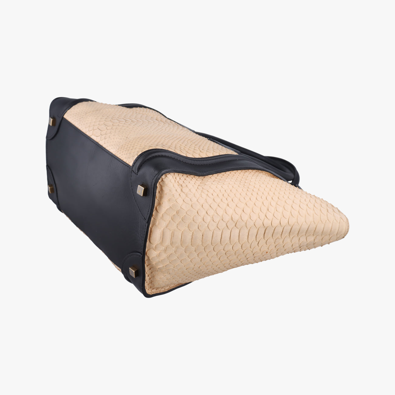 Luggage Mini ShopperBlack×BeigeLeather x snakeskinS-GA-1101ラゲージミニショッパーブラック×ベージュレザー×ヘビ革S-GA-1101