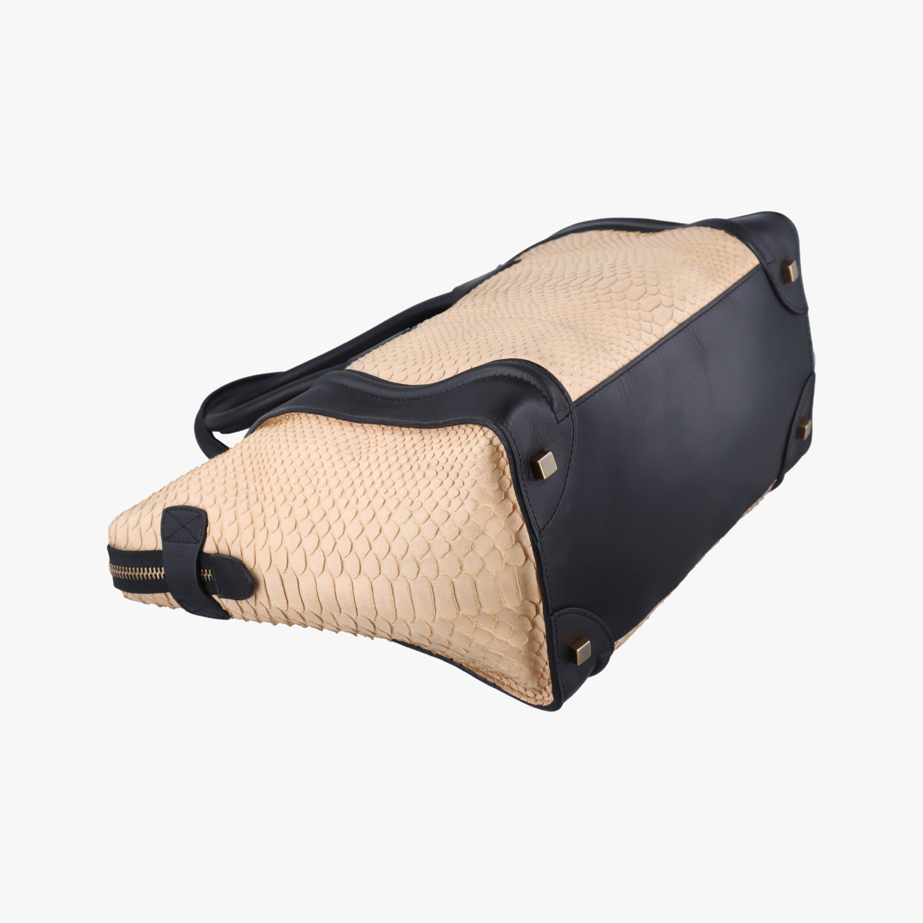 Luggage Mini ShopperBlack×BeigeLeather x snakeskinS-GA-1101ラゲージミニショッパーブラック×ベージュレザー×ヘビ革S-GA-1101