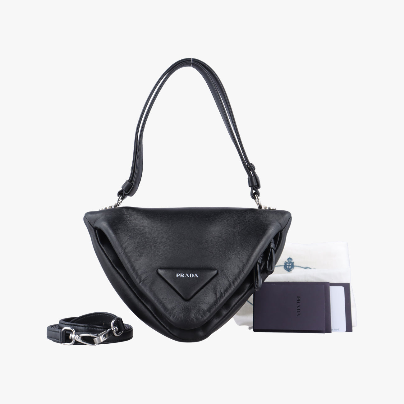 Padded Nappa triangleBlacklambskin1BA3157/Dパデッド ナッパ トライアングルブラックラムスキン1BA3157/D