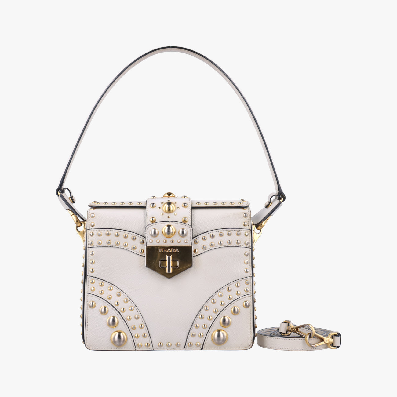 Studded　CahierWhiteSAFFIANO LeatherB5045M180 5スタッズ　カイエホワイトサフィアーノレザーB5045M180 5