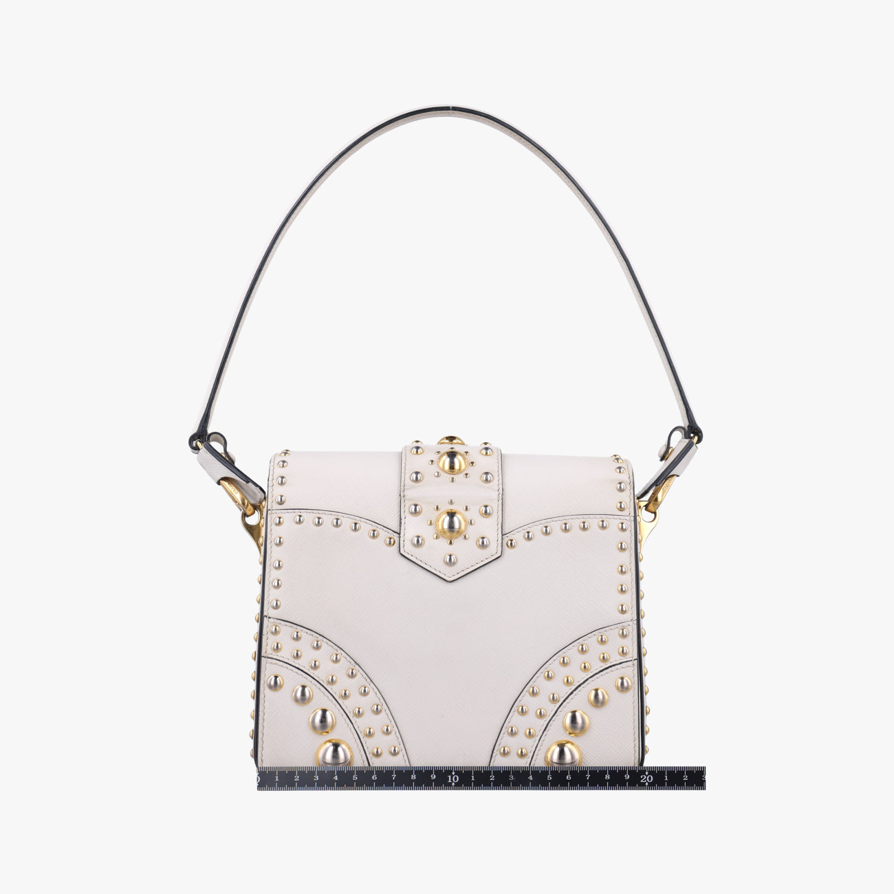 Studded　CahierWhiteSAFFIANO LeatherB5045M180 5スタッズ　カイエホワイトサフィアーノレザーB5045M180 5