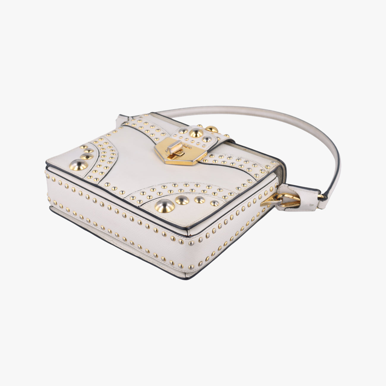 Studded　CahierWhiteSAFFIANO LeatherB5045M180 5スタッズ　カイエホワイトサフィアーノレザーB5045M180 5