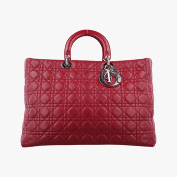 Cannage Quilted Lady DiorRedLambskin26-MA-0059レディ ディオール キルティング カナージュレッドラムスキン26-MA-0059