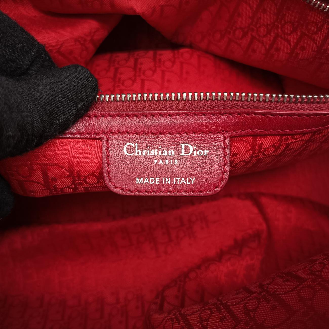 Cannage Quilted Lady DiorRedLambskin26-MA-0059レディ ディオール キルティング カナージュレッドラムスキン26-MA-0059