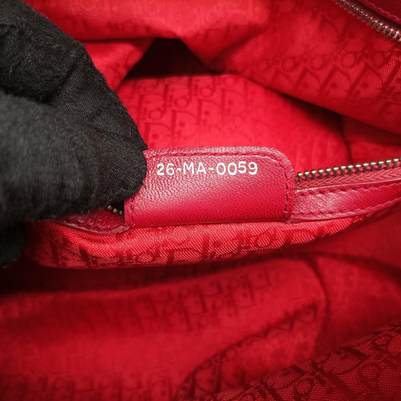 Cannage Quilted Lady DiorRedLambskin26-MA-0059レディ ディオール キルティング カナージュレッドラムスキン26-MA-0059
