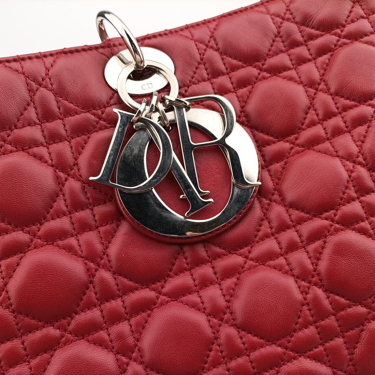 Cannage Quilted Lady DiorRedLambskin26-MA-0059レディ ディオール キルティング カナージュレッドラムスキン26-MA-0059