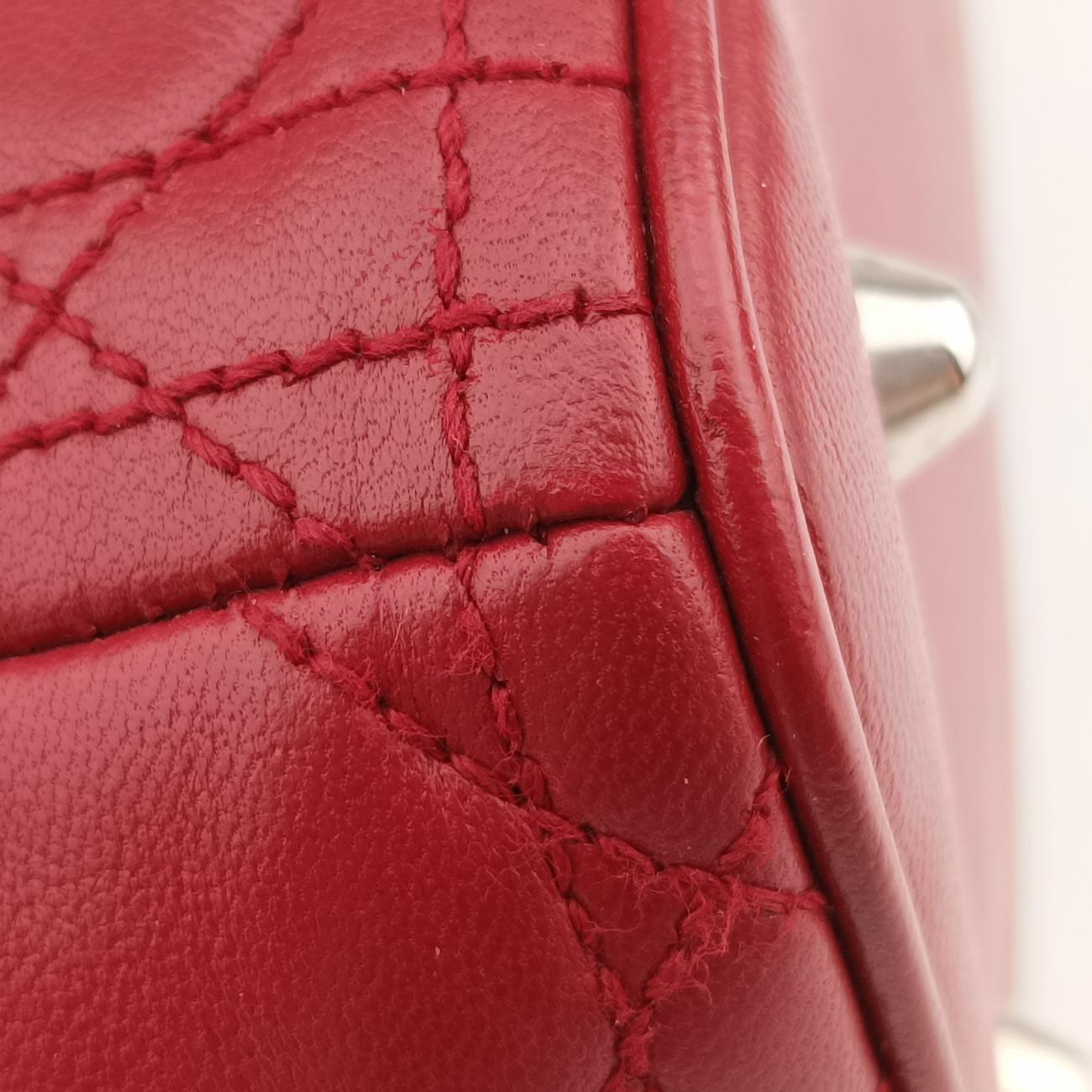 Cannage Quilted Lady DiorRedLambskin26-MA-0059レディ ディオール キルティング カナージュレッドラムスキン26-MA-0059