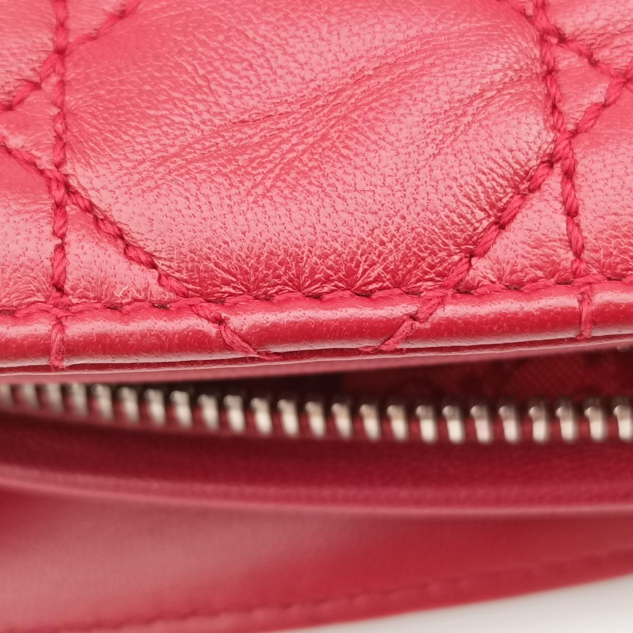 Cannage Quilted Lady DiorRedLambskin26-MA-0059レディ ディオール キルティング カナージュレッドラムスキン26-MA-0059