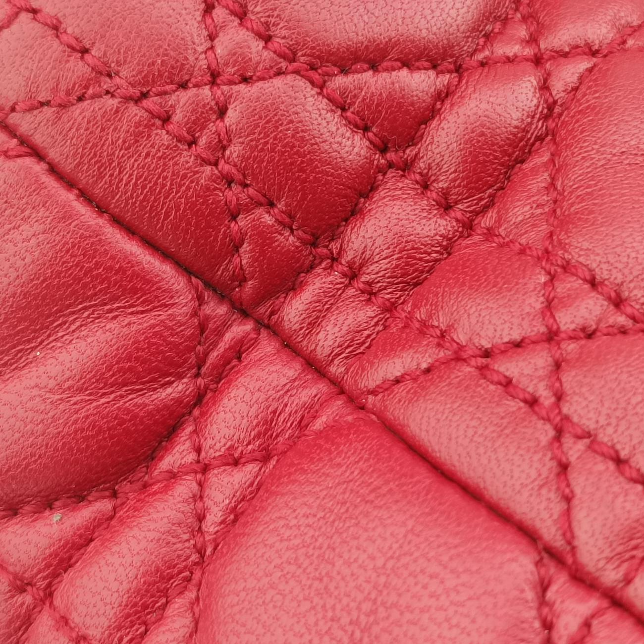 Cannage Quilted Lady DiorRedLambskin26-MA-0059レディ ディオール キルティング カナージュレッドラムスキン26-MA-0059