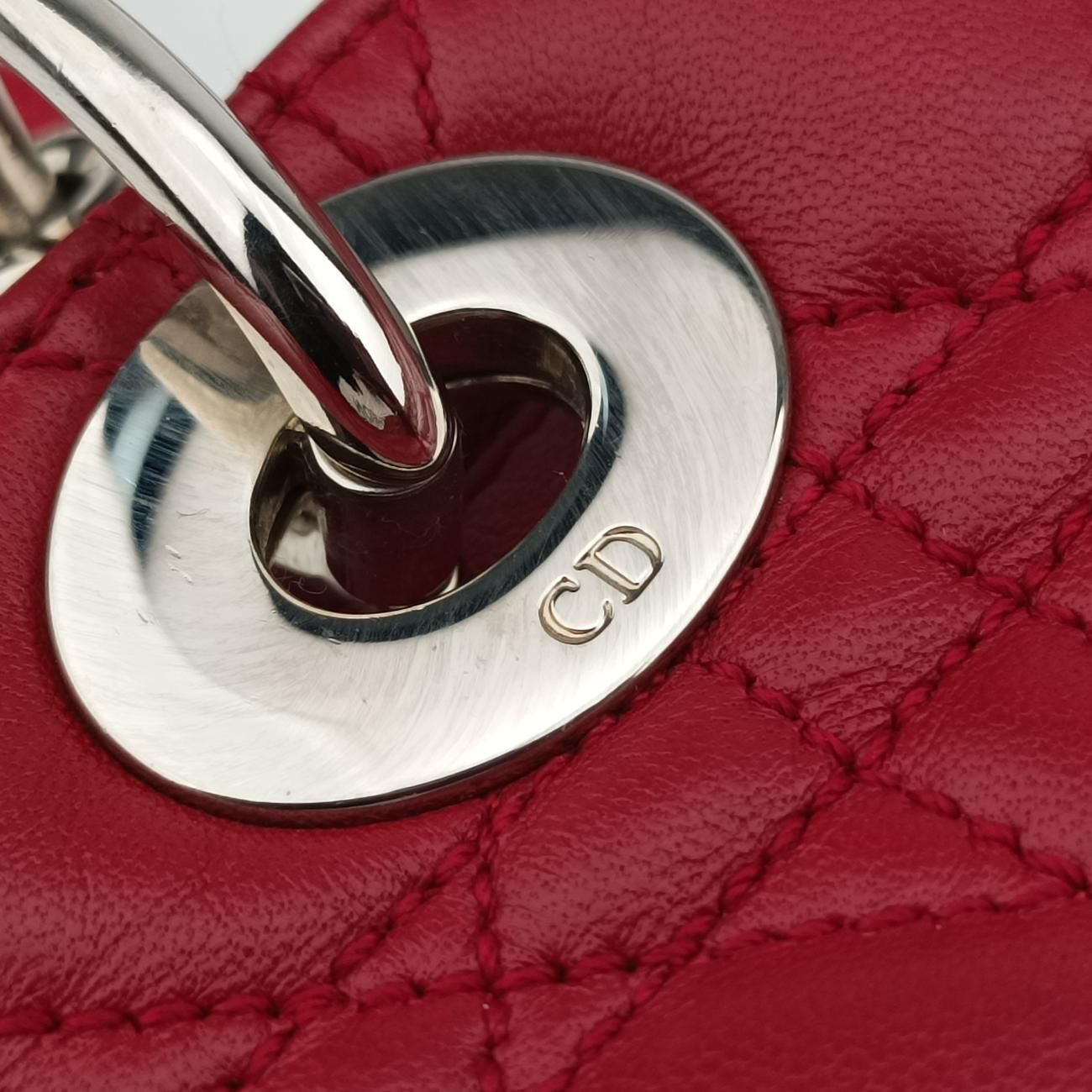 Cannage Quilted Lady DiorRedLambskin26-MA-0059レディ ディオール キルティング カナージュレッドラムスキン26-MA-0059