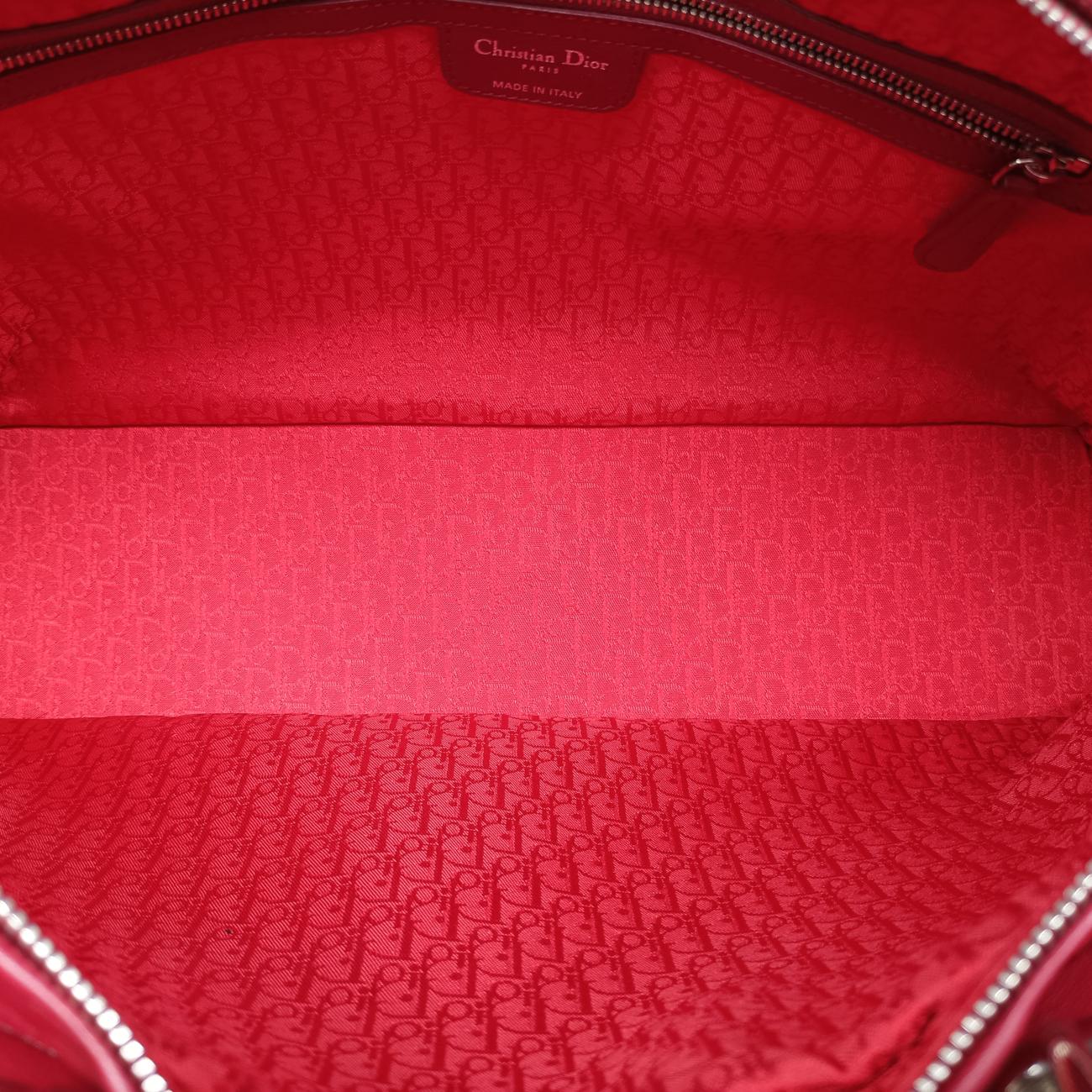 Cannage Quilted Lady DiorRedLambskin26-MA-0059レディ ディオール キルティング カナージュレッドラムスキン26-MA-0059