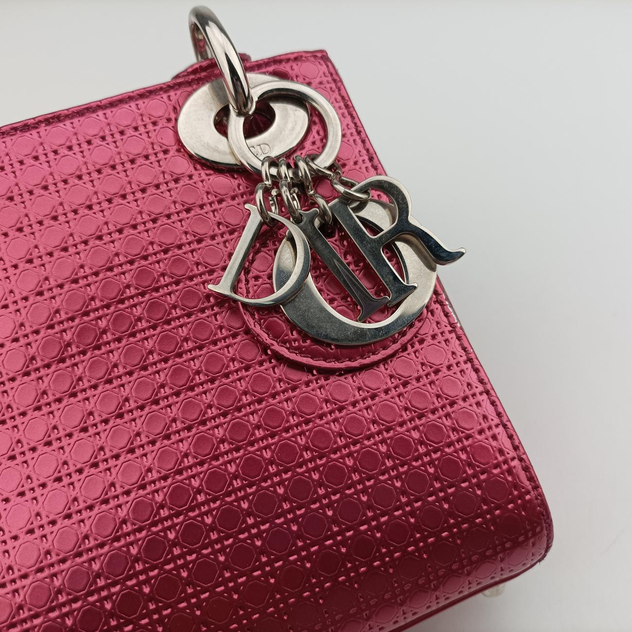 Lady Dior Mini BagRose redpatent15-BO-0136レディディオールミニバッグローズ レッドパテント15-BO-0136