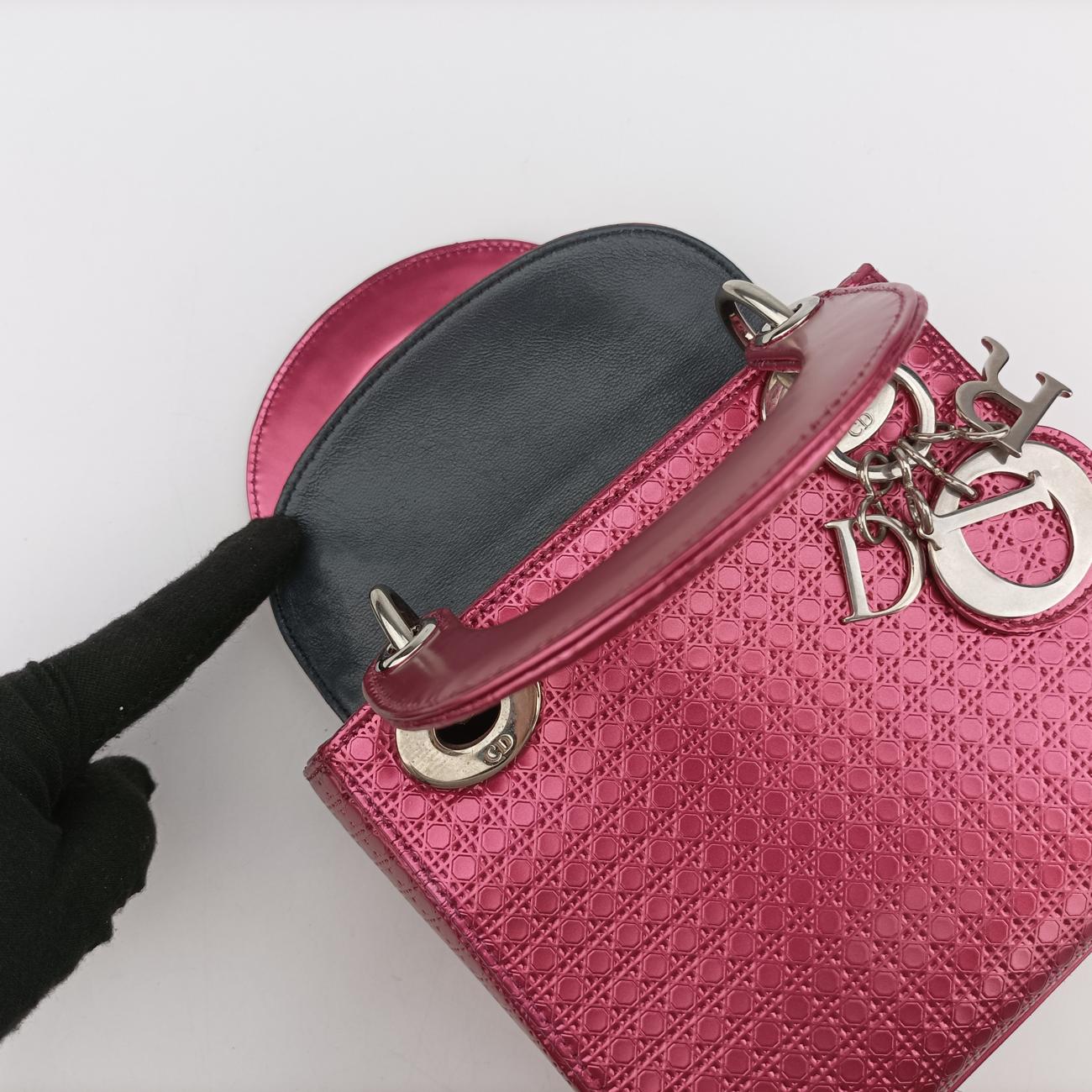 Lady Dior Mini BagRose redpatent15-BO-0136レディディオールミニバッグローズ レッドパテント15-BO-0136