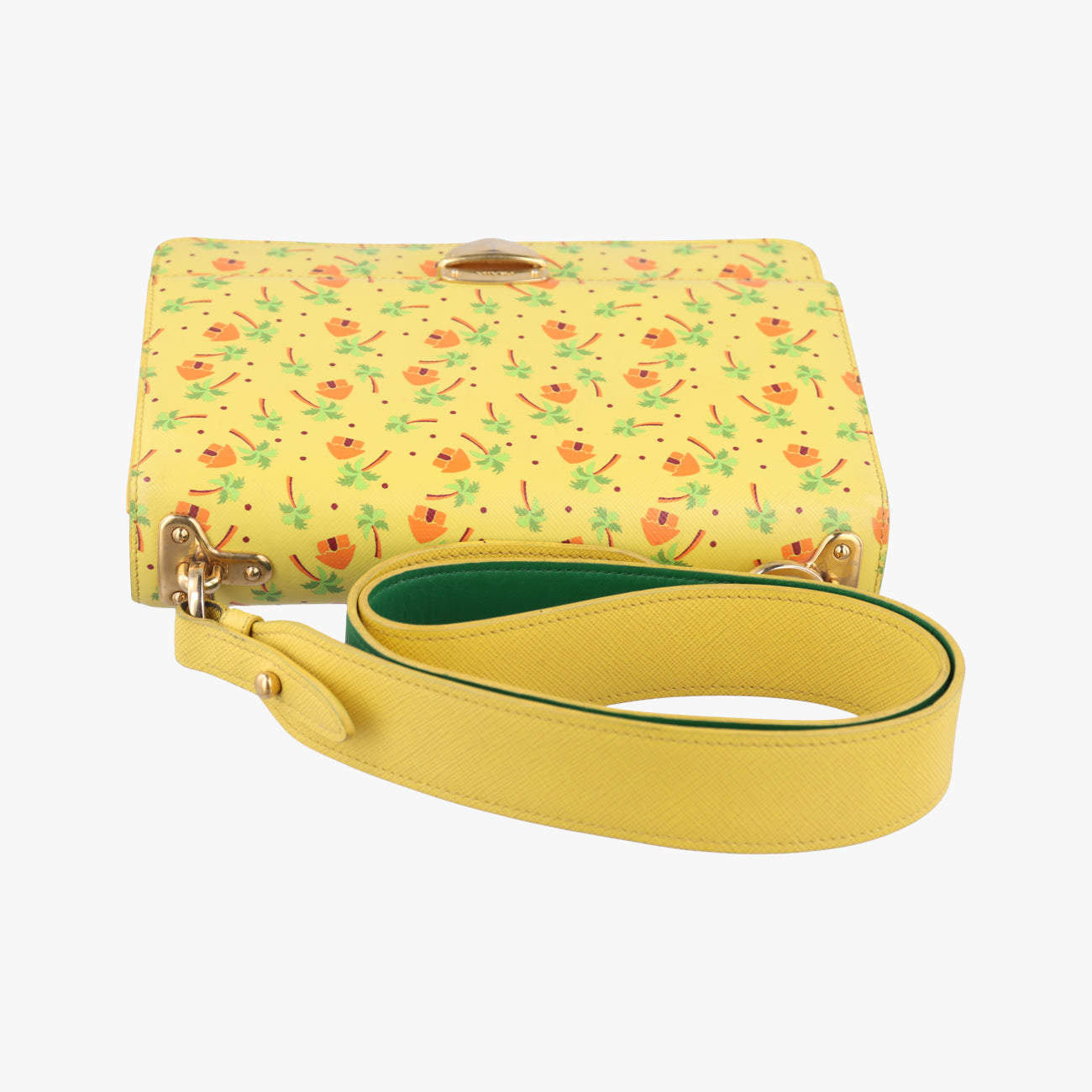 Stampata Palm Tree PrintYellow x Orange x Yellow GreenSaffianoleather400スタンパタ パームツリープリントイエロー×オレンジ×イエローグリーンサフィアーノレザー400