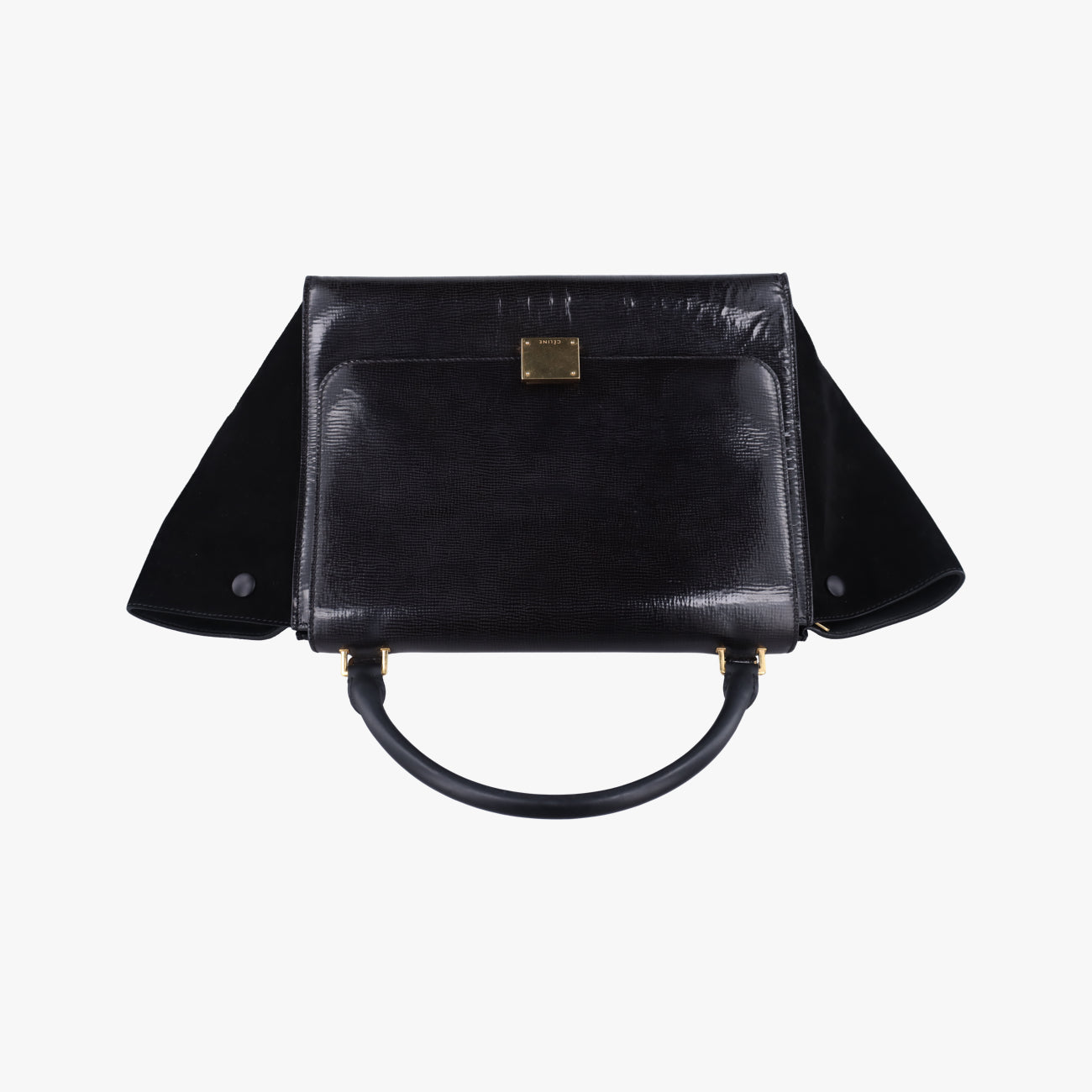 TrapezeBlackSuede x PatentF-CU-0163トラペーズミディアムブラックスエード×パテントF-CU-0163