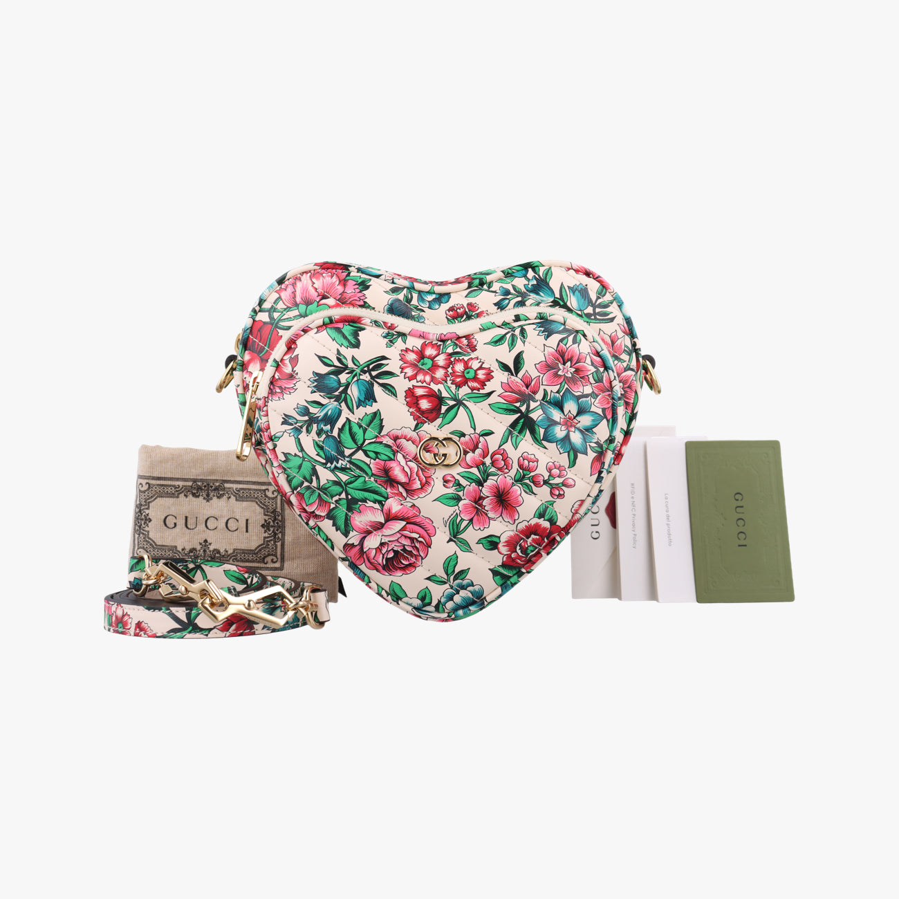 GG Marmont Flower Print HeartMulticolourLeather740355A040803115GGマーモント フラワー プリント ハートマルチカラーレザー740355A040803115