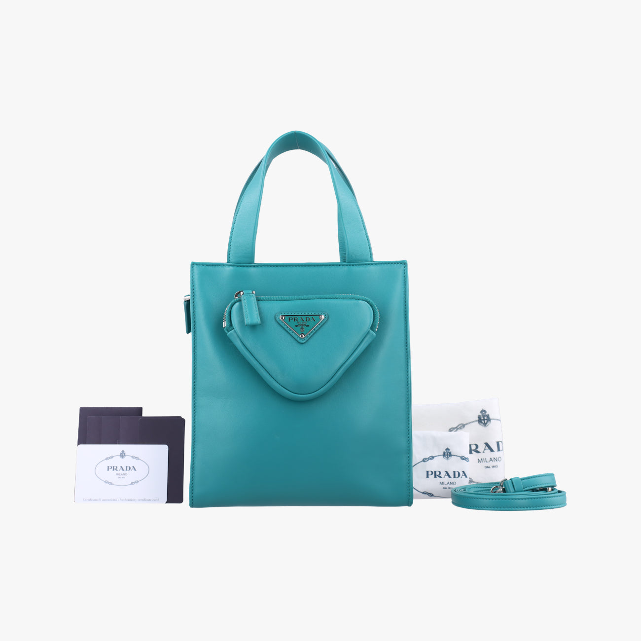 Turquoise Mini ToteGreenlambskin1BG41831/Vトライアングルロゴグリーンラムスキン1BG41831/V