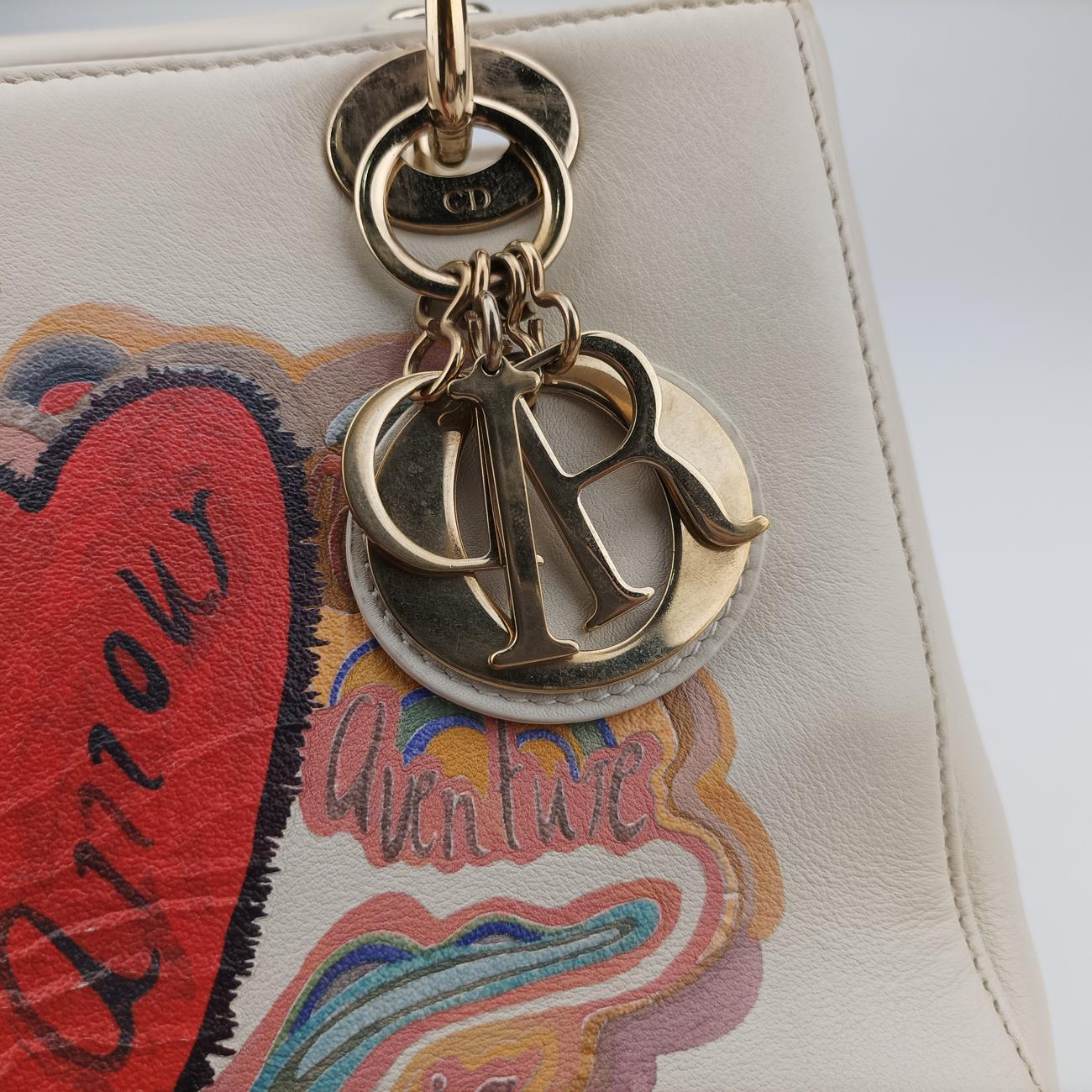 Lady Dior MiniWhite x MulticolorLeather17-BO-0168レディディオールミニホワイト×マルチカラーレザー17-BO-0168