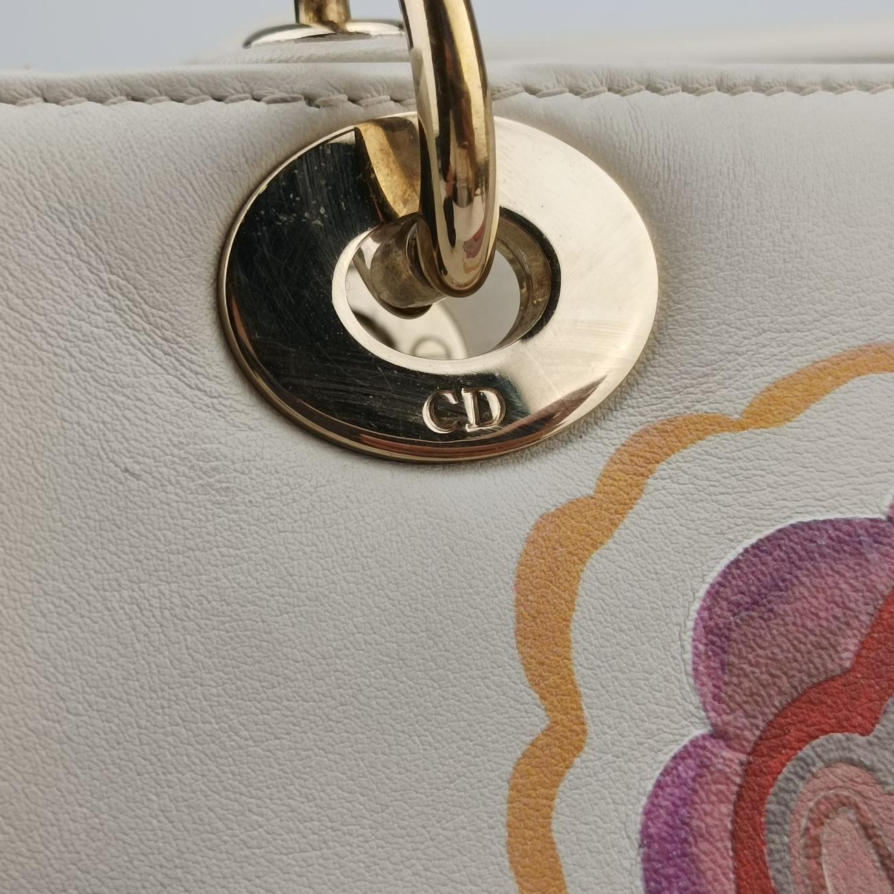 Lady Dior MiniWhite x MulticolorLeather17-BO-0168レディディオールミニホワイト×マルチカラーレザー17-BO-0168