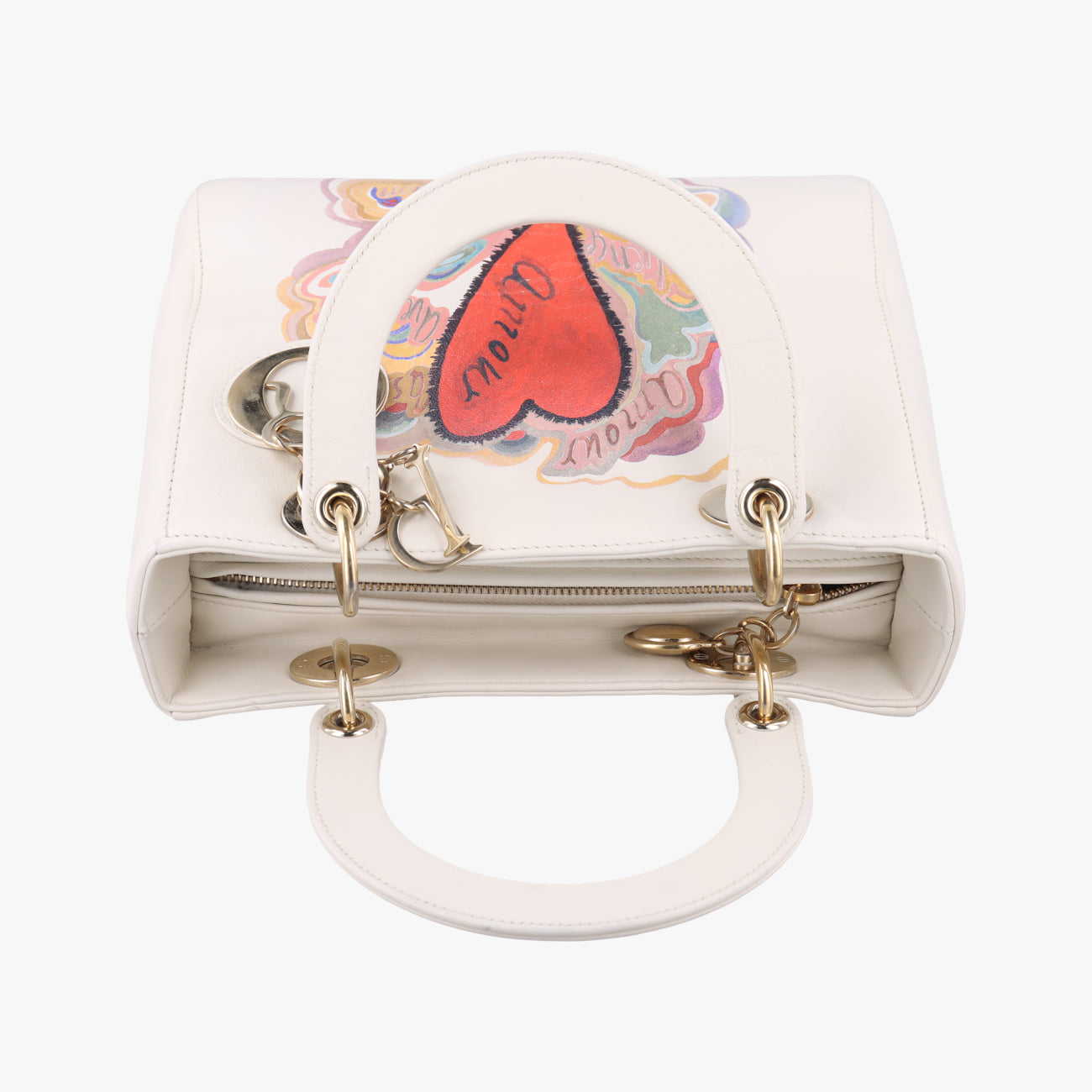 Lady Dior MiniWhite x MulticolorLeather17-BO-0168レディディオールミニホワイト×マルチカラーレザー17-BO-0168