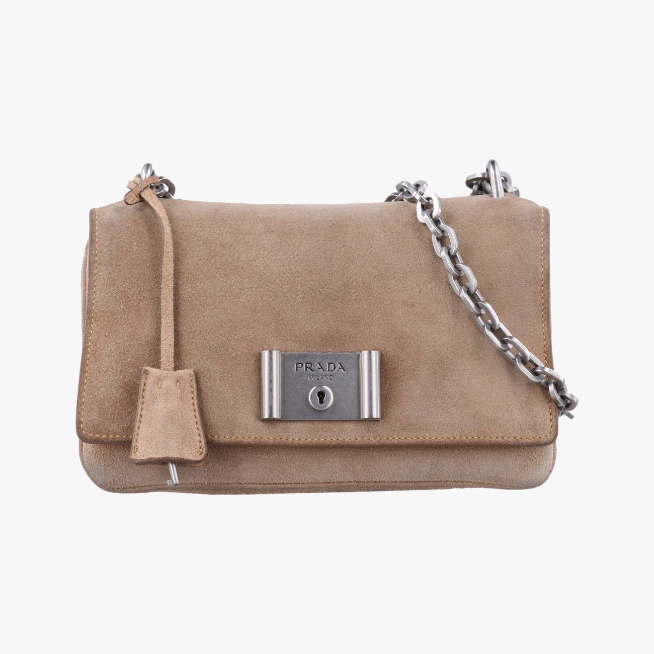 City Calf Bolsa Chain FlapBrownsuede1BD009117 Aシティカーフチェーンフラップバッグブラウンスエード1BD009117 A