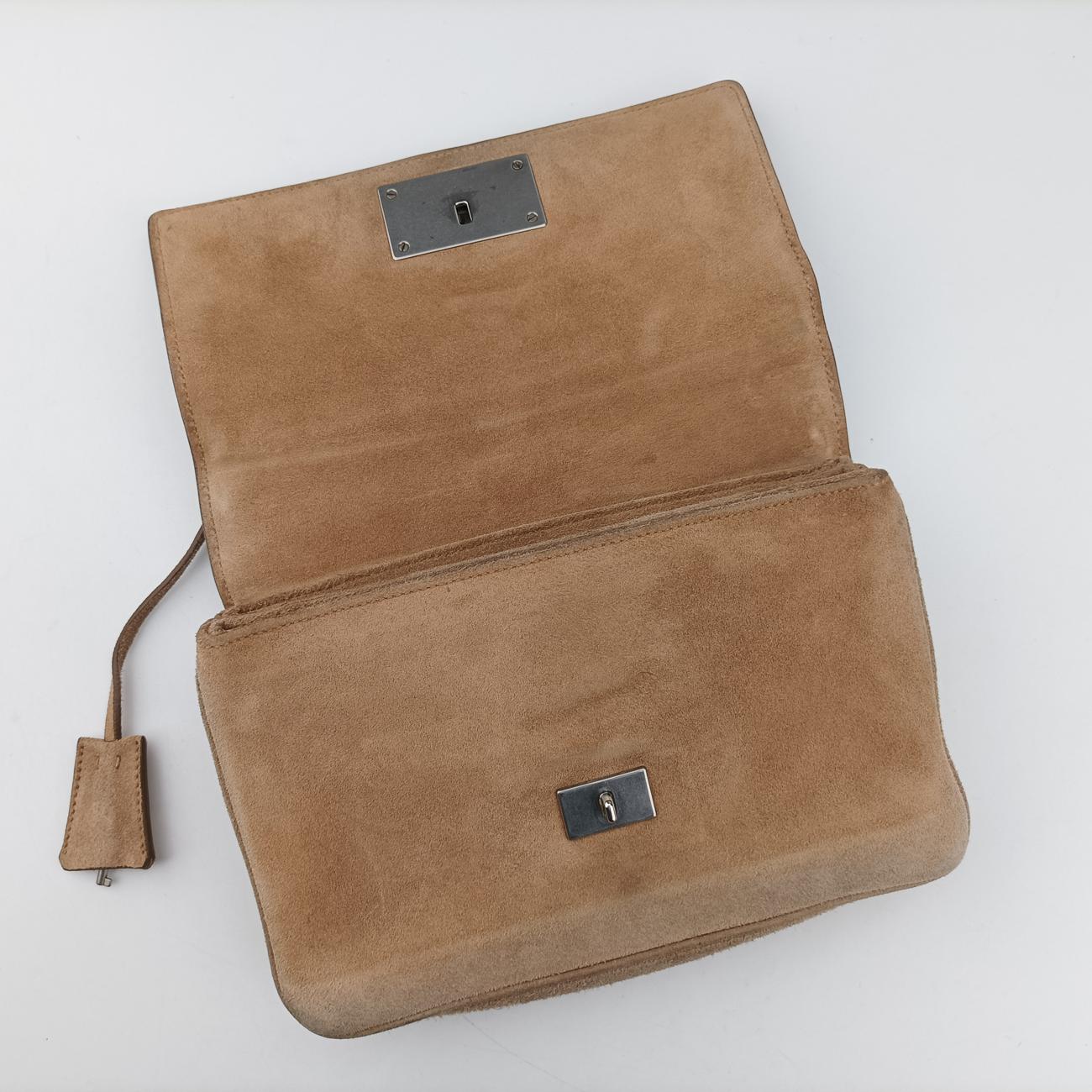 City Calf Bolsa Chain FlapBrownsuede1BD009117 Aシティカーフチェーンフラップバッグブラウンスエード1BD009117 A