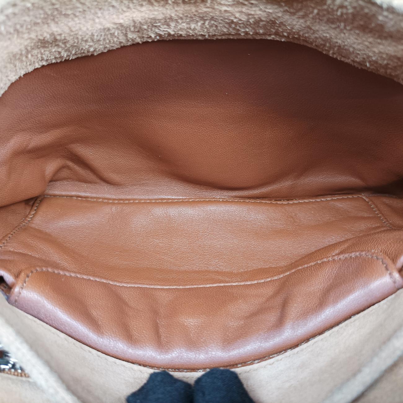 City Calf Bolsa Chain FlapBrownsuede1BD009117 Aシティカーフチェーンフラップバッグブラウンスエード1BD009117 A