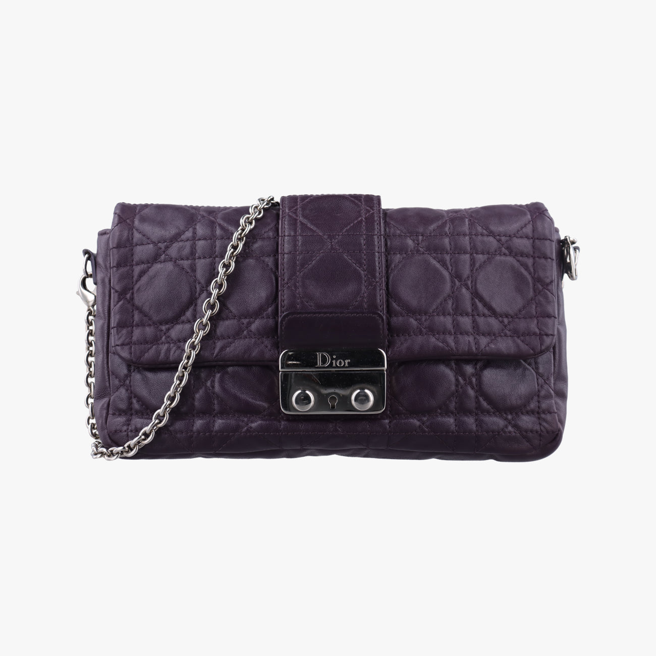 Miss Dior Cannage New LockDark Purplelambskin07-LU-0130ミスディオール カナージュ ニューロックダークパープルラムスキン07-LU-0130