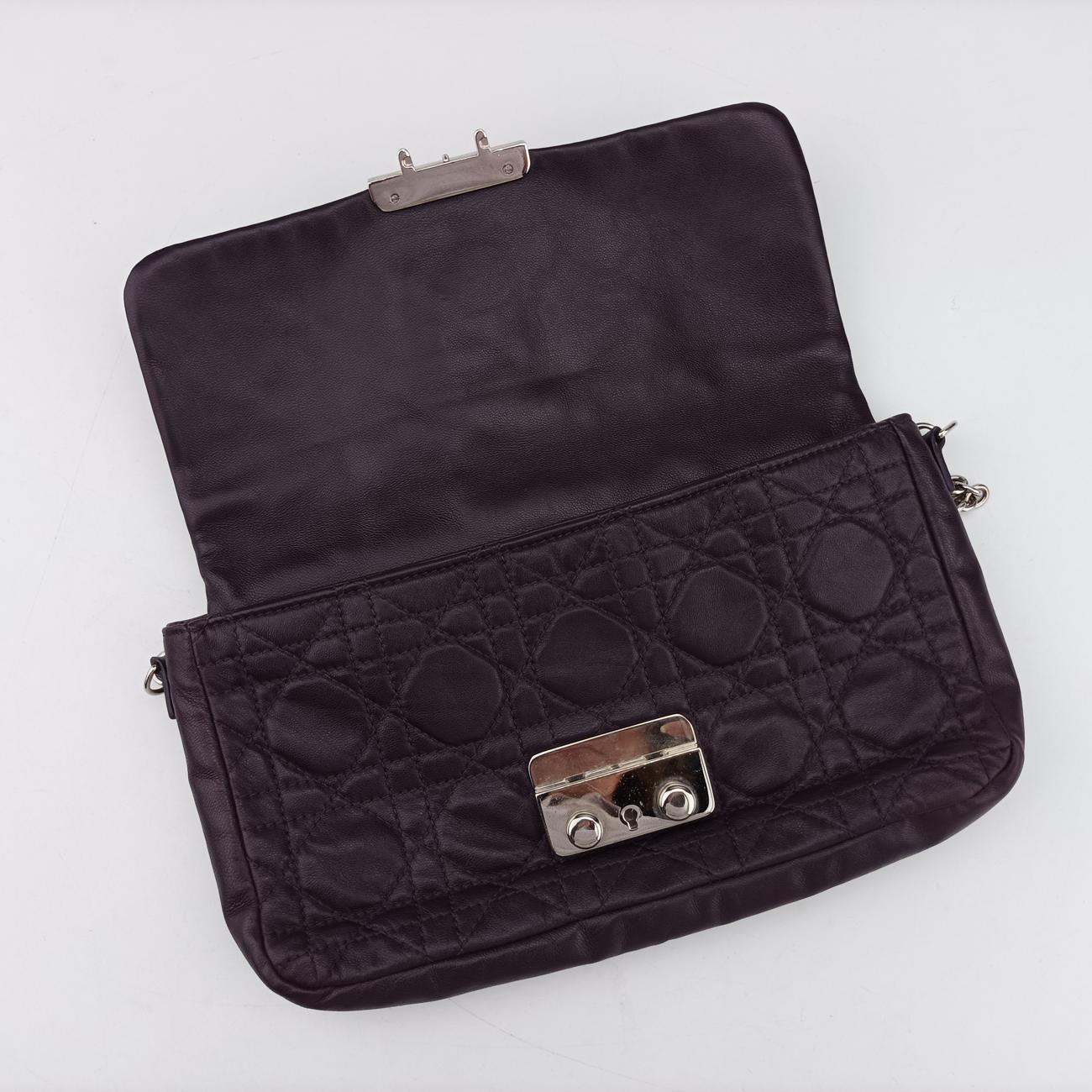 Miss Dior Cannage New LockDark Purplelambskin07-LU-0130ミスディオール カナージュ ニューロックダークパープルラムスキン07-LU-0130