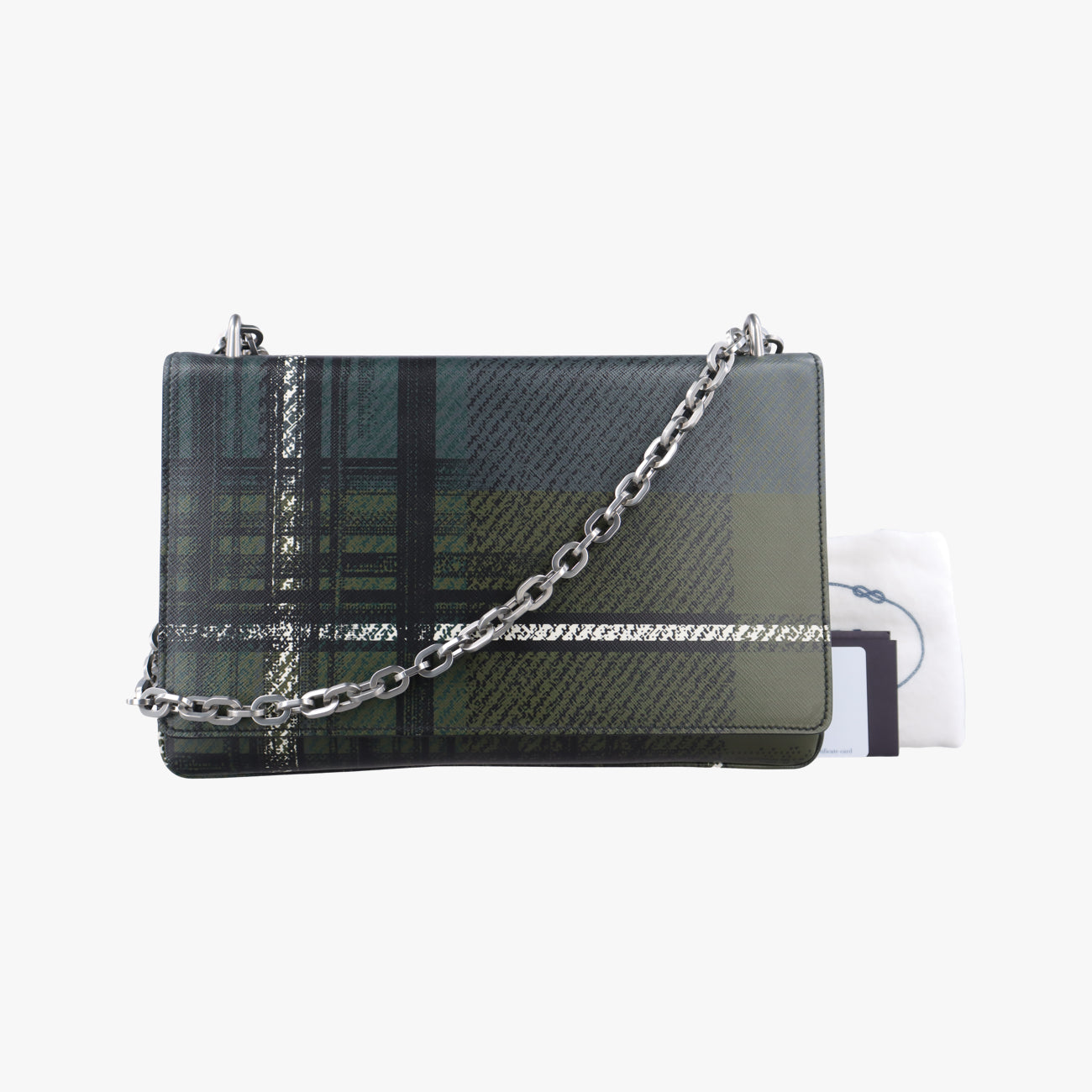 Tartan Print Chain Militare FlapMulticolourSaffiano leather117タータンプリントチェーンミリタリーフラップマルチカラーサフィアーノレザー117
