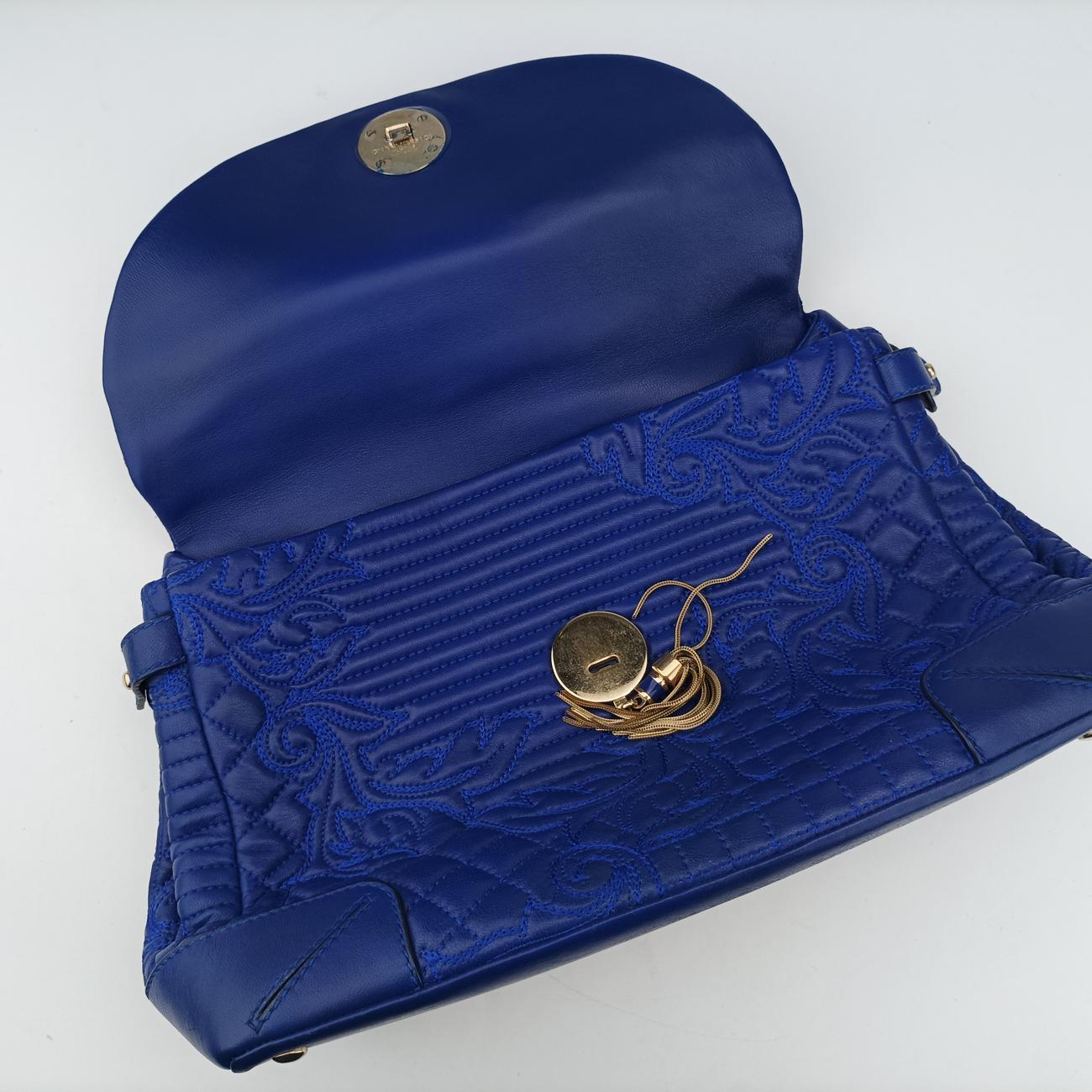 Embossed Leather Talia VanitasBlueLeatherエンボス レザー タリア ヴァニタスブルーレザー