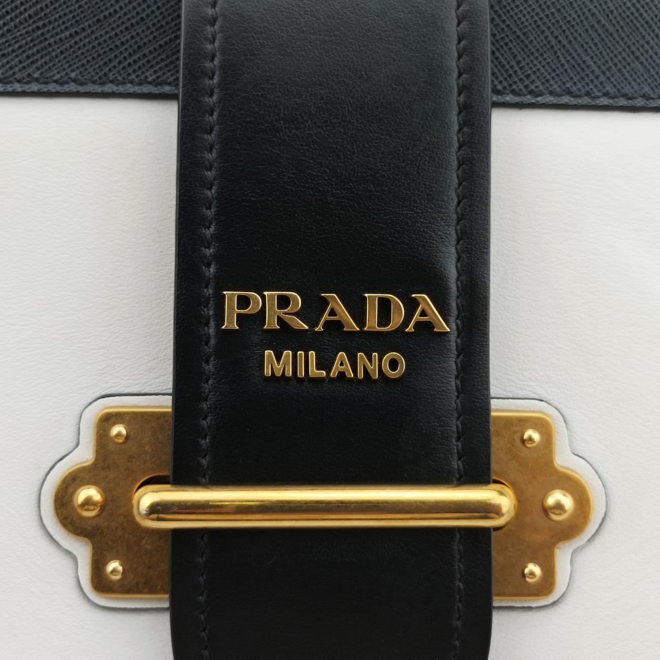 CahierBlack×whiteLeather×SAFFIANO Leather1BD04525 Lカイエブラック×ホワイトレザー×サフィアーノレザー1BD04525 L