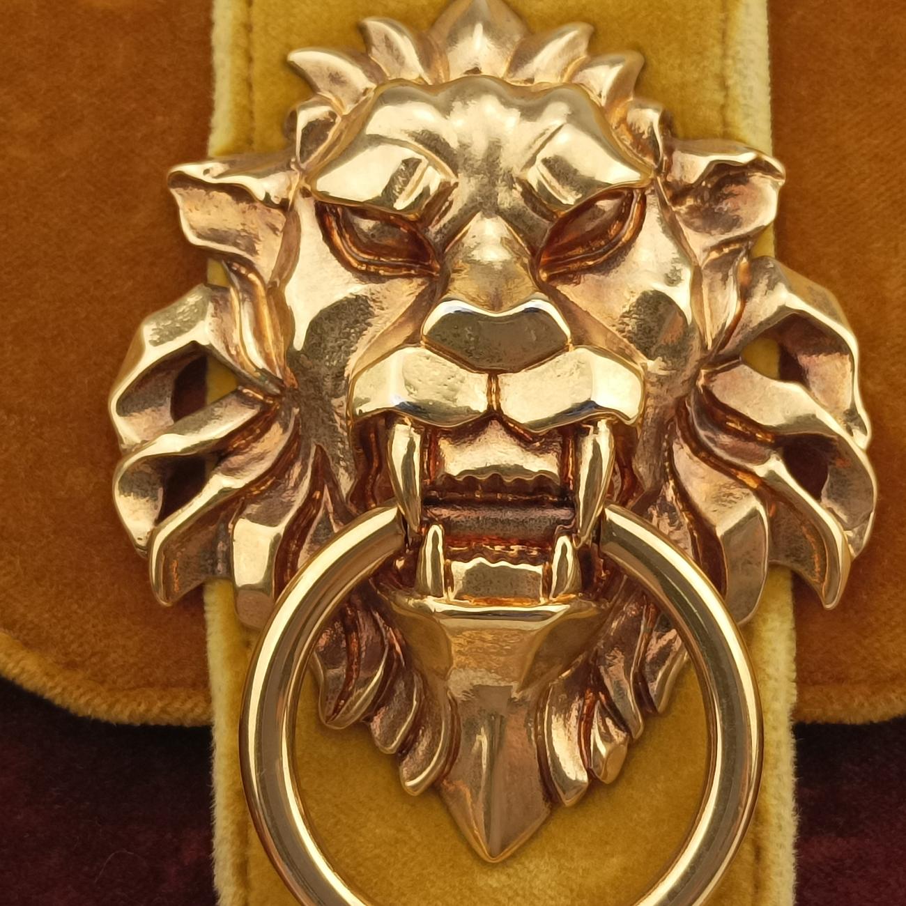 Animalier Cahier Lions HeadYellow×BrownVelvet1BD089110カイエ ライオンヘッドイエロー×ブラウン系ベロア1BD089110
