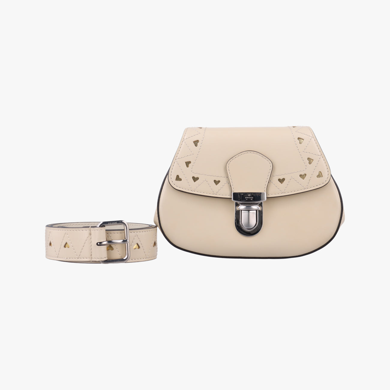 Heart BeltBeigeLeather604393B030992017ハートベルトベージュレザー604393B030992017