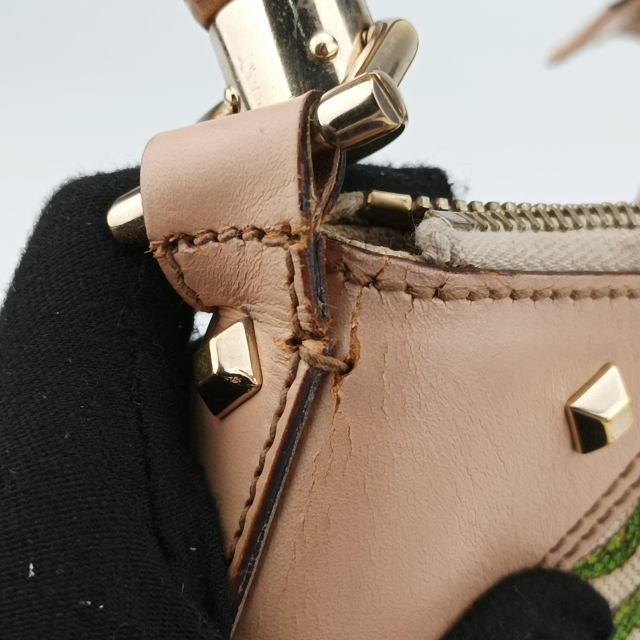 BambooIvory x Pink x Multicolorcanvas x leather137383バンブーアイボリー×ピンク×マルチカラーキャンバス×レザー137383