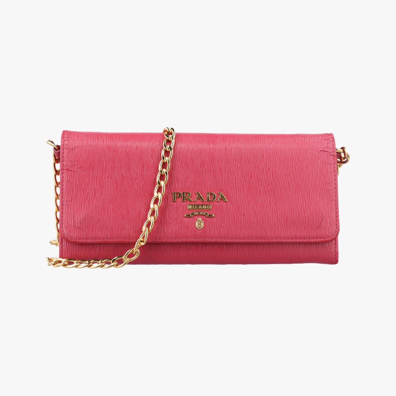 Metal Wallet on Chain Cornflower ClutchPinkSaffiano Leather1MT290165メタル ウォレット オン チェーン コーンフラワー クラッチピンクサフィアーノレザー1MT290165