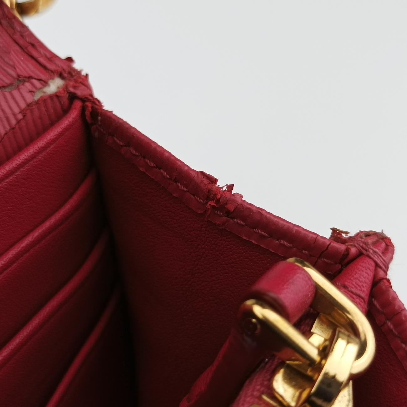 Metal Wallet on Chain Cornflower ClutchPinkSaffiano Leather1MT290165メタル ウォレット オン チェーン コーンフラワー クラッチピンクサフィアーノレザー1MT290165