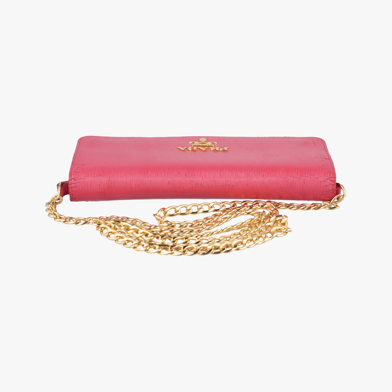 Metal Wallet on Chain Cornflower ClutchPinkSaffiano Leather1MT290165メタル ウォレット オン チェーン コーンフラワー クラッチピンクサフィアーノレザー1MT290165