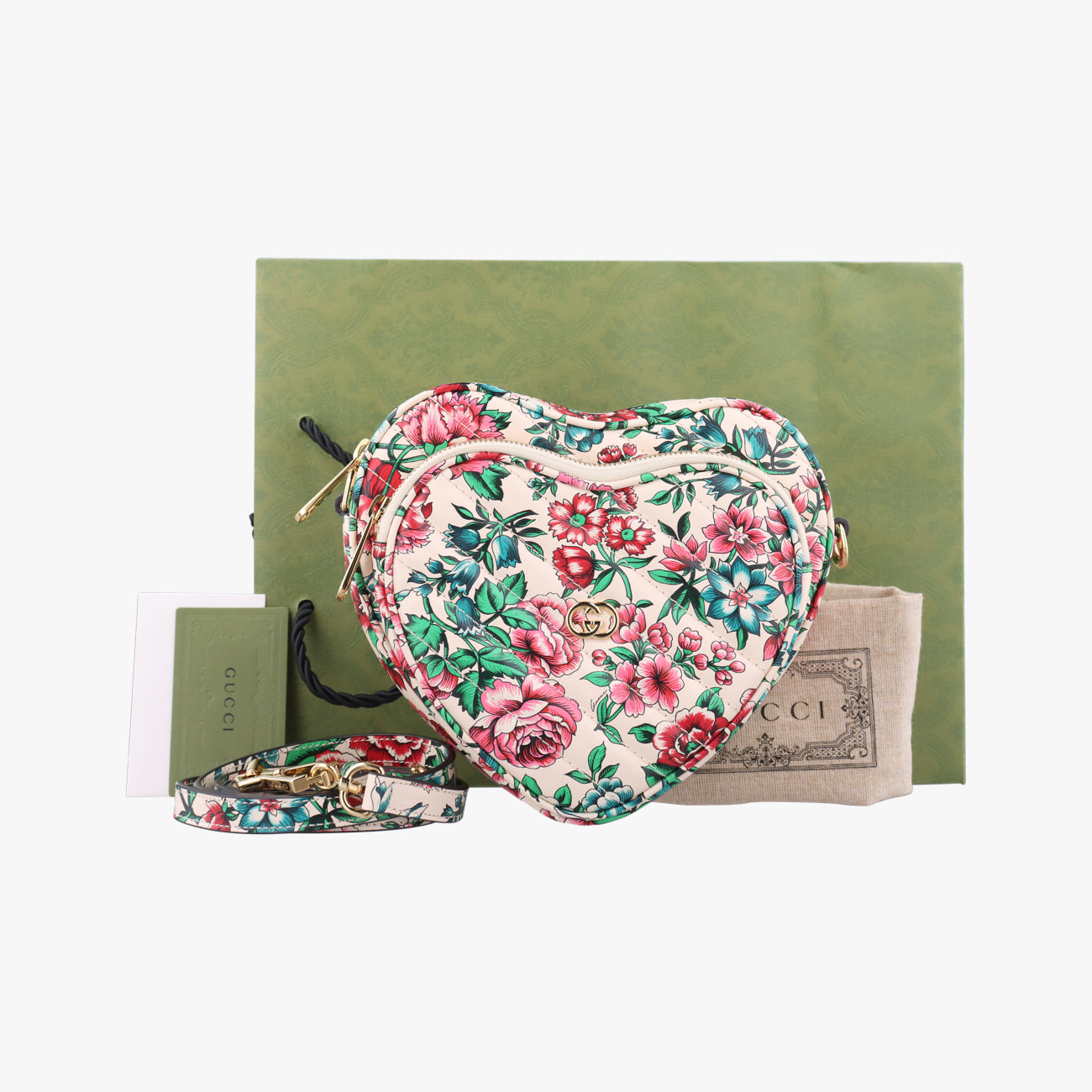GG Marmont Flower Print HeartMulticolourLeather740355A040805967GGマーモント フラワー プリント ハートマルチカラーレザー740355A040805967
