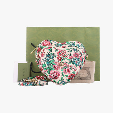 GG Marmont Flower Print HeartMulticolourLeather740355A040805967GGマーモント フラワー プリント ハートマルチカラーレザー740355A040805967
