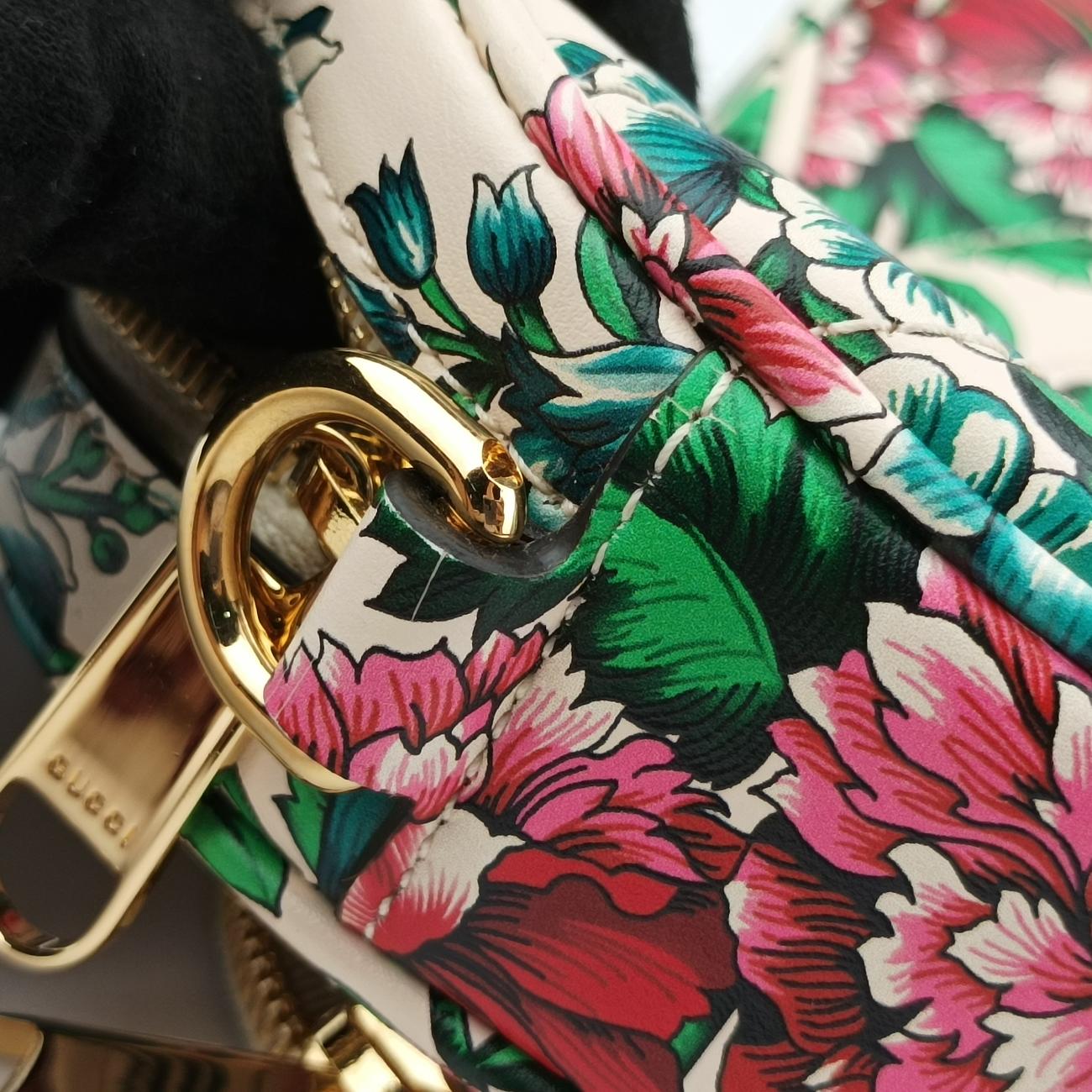GG Marmont Flower Print HeartMulticolourLeather740355A040805967GGマーモント フラワー プリント ハートマルチカラーレザー740355A040805967