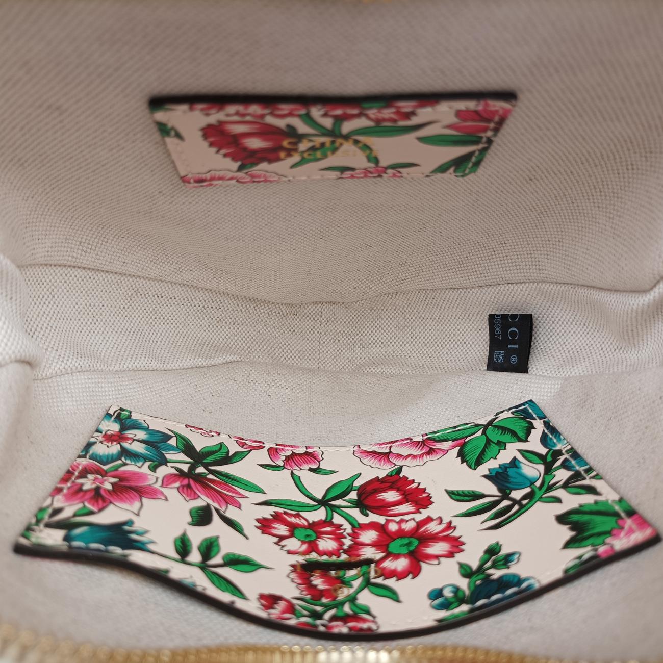 GG Marmont Flower Print HeartMulticolourLeather740355A040805967GGマーモント フラワー プリント ハートマルチカラーレザー740355A040805967